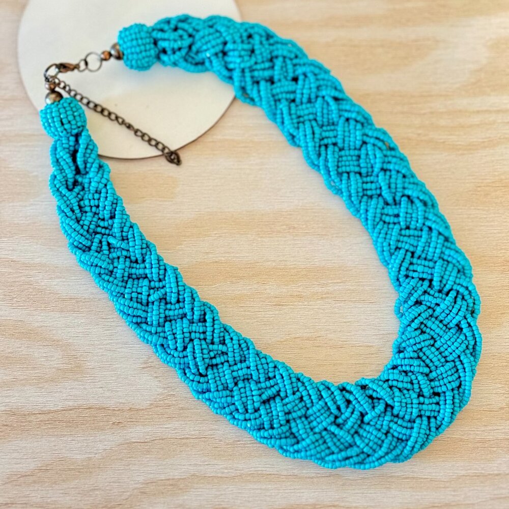 Beautiful Turquoise Beaded Statement Necklace - image 4